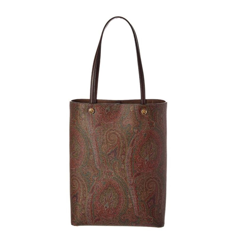 Etro Coated Canvas & Leather Tote, Brown